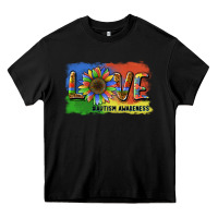 Black sunflower love autism awareness Heavy Core Tee - BarkalooDesign
