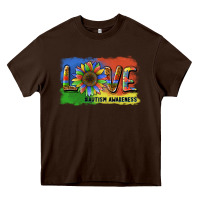 Chocolate Brown sunflower love autism awareness Heavy Core Tee - BarkalooDesign
