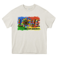 Cream sunflower love autism awareness Heavy Core Tee - BarkalooDesign