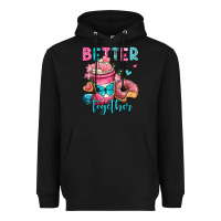 Black better together donut and coffee valentines day Heavyweight Hoodie - OliviaCreatesArt