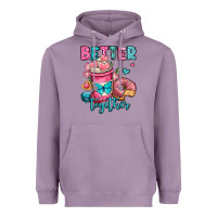 Lavender better together donut and coffee valentines day Heavyweight Hoodie - OliviaCreatesArt