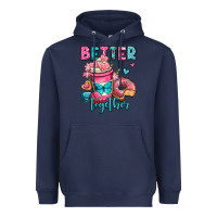 Navy better together donut and coffee valentines day Heavyweight Hoodie - OliviaCreatesArt