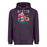 Plum better together donut and coffee valentines day Heavyweight Hoodie - OliviaCreatesArt
