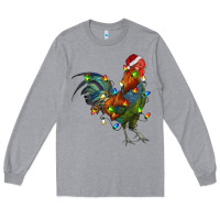 Heather Grey Christmas Lights Rooster Long Sleeve Tee - RanaPortraitStore