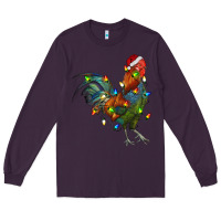 Plum Christmas Lights Rooster Long Sleeve Tee - RanaPortraitStore