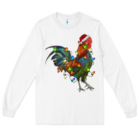 White Christmas Lights Rooster Long Sleeve Tee - RanaPortraitStore