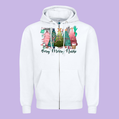 Verry Merry Nurse Zipper Hoodie Designed By Cowgirlartshop