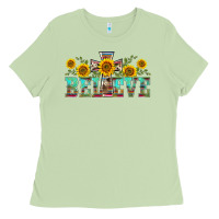 Western Believe Sunflowers Flowers Ladies Tee | Teevron