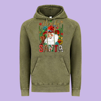 Howdy Santa Vintage Hoodie Designed By Nancycooperartshop