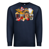 Navy School Bus Coffee Cups Premium Sweatshirt - FaDigitalArtStudio