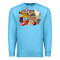 Ocean Blue School Bus Coffee Cups Premium Sweatshirt - FaDigitalArtStudio