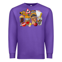 Purple School Bus Coffee Cups Premium Sweatshirt - FaDigitalArtStudio