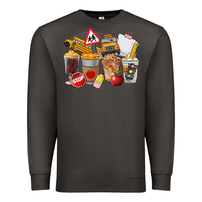 School Bus Coffee Cups Premium Sweatshirt by FaDigitalArtStudio | Teevron