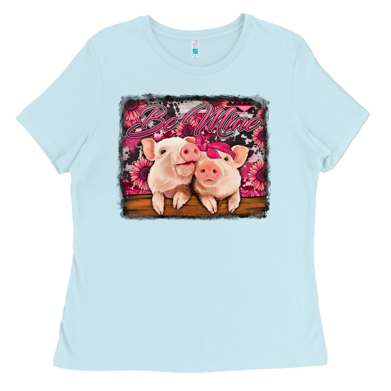 Be Mine Valentine's Day Pigs Ladies Tee by Jasminsmagicworld | Teevron