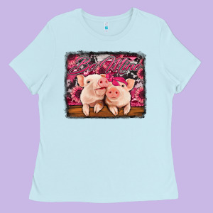 Be Mine Valentine's Day Pigs Ladies Tee Designed By Jasminsmagicworld