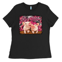 Black be mine valentine's day pigs Ladies Tee - Jasminsmagicworld