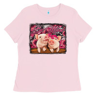 Bubblegum Pink be mine valentine's day pigs Ladies Tee - Jasminsmagicworld
