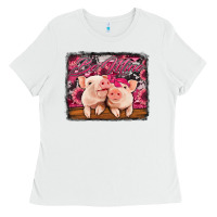 White be mine valentine's day pigs Ladies Tee - Jasminsmagicworld