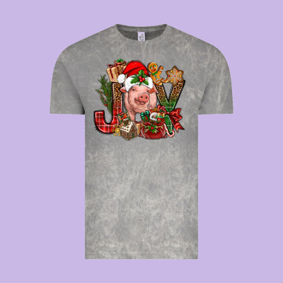 Joy Christmas With Pig Bbs Vintage Tee Designed By Bundleandbundleshop