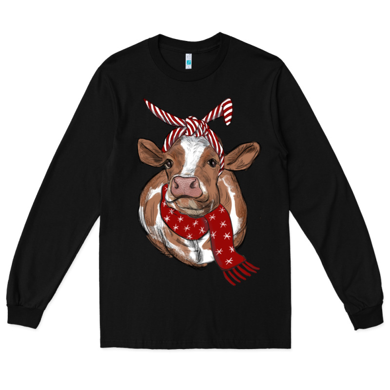Christmas Heifer With Scarf Long Sleeve Tee by RanaPortraitStore | Teevron