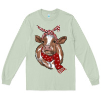 Matcha Christmas Heifer With Scarf Long Sleeve Tee - RanaPortraitStore