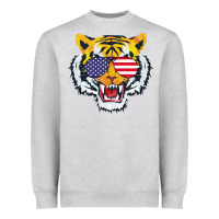 Heather Grey America Merica Tiger Heavyweight Sweatshirt - Bettercallsaul
