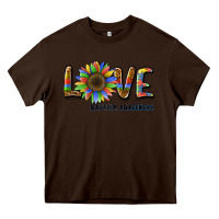 Chocolate Brown love sunflower autism awareness Heavy Core Tee - BarkalooDesign