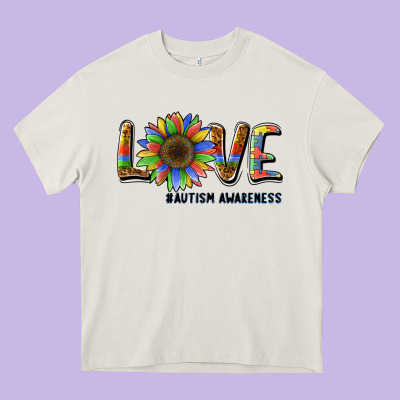 Love Sunflower Autism Awareness Heavy Core Tee Designed By Barkaloodesign