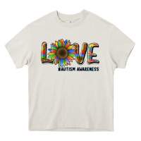 Cream love sunflower autism awareness Heavy Core Tee - BarkalooDesign