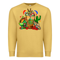 Antique Gold Mexican Cold Drink With Cactus Sombrero And Tequil Premium Sweatshirt - FaDigitalArtStudio