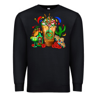 Black Mexican Cold Drink With Cactus Sombrero And Tequil Premium Sweatshirt - FaDigitalArtStudio