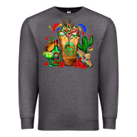 Charcoal Heather Mexican Cold Drink With Cactus Sombrero And Tequil Premium Sweatshirt - FaDigitalArtStudio