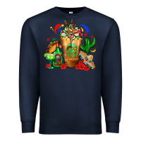 Navy Mexican Cold Drink With Cactus Sombrero And Tequil Premium Sweatshirt - FaDigitalArtStudio