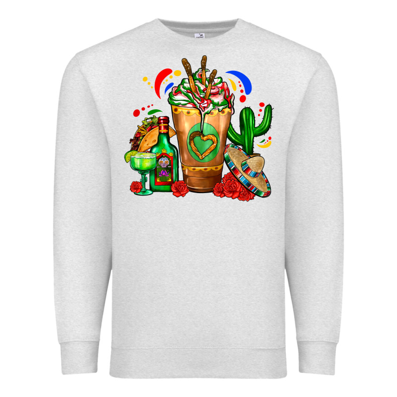 Mexican Cold Drink With Cactus Sombrero And Tequil Premium Sweatshirt by FaDigitalArtStudio | Teevron