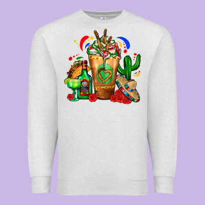 Mexican Cold Drink With Cactus Sombrero And Tequil Premium Sweatshirt Designed By Fadigitalartstudio