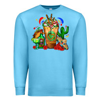 Ocean Blue Mexican Cold Drink With Cactus Sombrero And Tequil Premium Sweatshirt - FaDigitalArtStudio