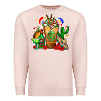 Pale Pink Mexican Cold Drink With Cactus Sombrero And Tequil Premium Sweatshirt - FaDigitalArtStudio