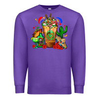 Purple Mexican Cold Drink With Cactus Sombrero And Tequil Premium Sweatshirt - FaDigitalArtStudio