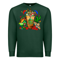 Sports Green Mexican Cold Drink With Cactus Sombrero And Tequil Premium Sweatshirt - FaDigitalArtStudio
