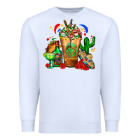 White Mexican Cold Drink With Cactus Sombrero And Tequil Premium Sweatshirt - FaDigitalArtStudio