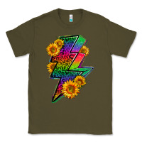 Army Green LGBTQ+ Lightnin' Bolt With Sunflower Classic Tee - BundleAndBundleShop