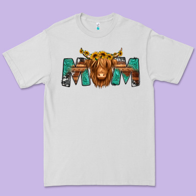 Highland Cow Mom Premium Tee Designed By Jasminsmagicworld