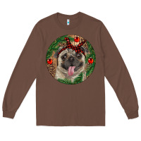 Chestnut Christmas Pug With Leopard Long Sleeve Tee - RanaPortraitStore
