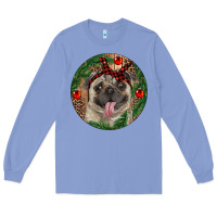 Colony Blue Christmas Pug With Leopard Long Sleeve Tee - RanaPortraitStore
