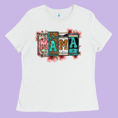 License Letters Floral Mama Ladies Tee Designed By Jasminsmagicworld