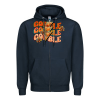 Navy gobble gobble gobble Zipper Hoodie - CowGirlArtShop