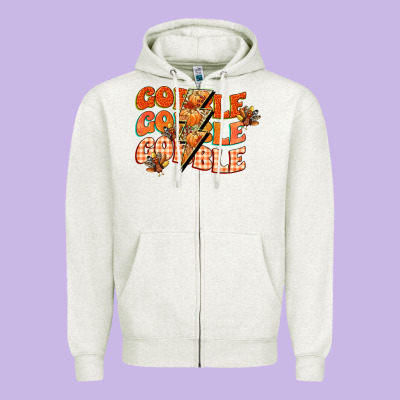 Gobble Gobble Gobble Zipper Hoodie Designed By Cowgirlartshop