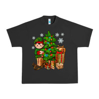 Pigment Black Christmas Elf With Gift Urban Heavy Tee - BundleAndBundleShop