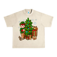 Sandshell Christmas Elf With Gift Urban Heavy Tee - BundleAndBundleShop