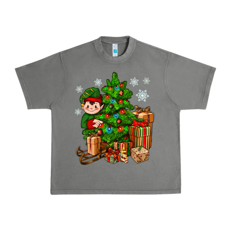 Christmas Elf With Gift Urban Heavy Tee by BundleAndBundleShop | Teevron